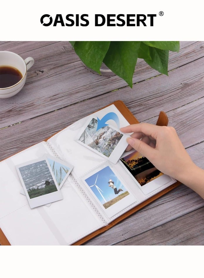 OASIS DESERT 256 Pockets Photo Album for Fujifilm Instax Mini Camera, Leather Cover Photo Book for Polaroid Pictures, 2x3 Photo Album for Fujifilm Instax Mini 12 11 9 40 90 8 7 Evo LiPlay Instant Camera (Brown) - Image 3